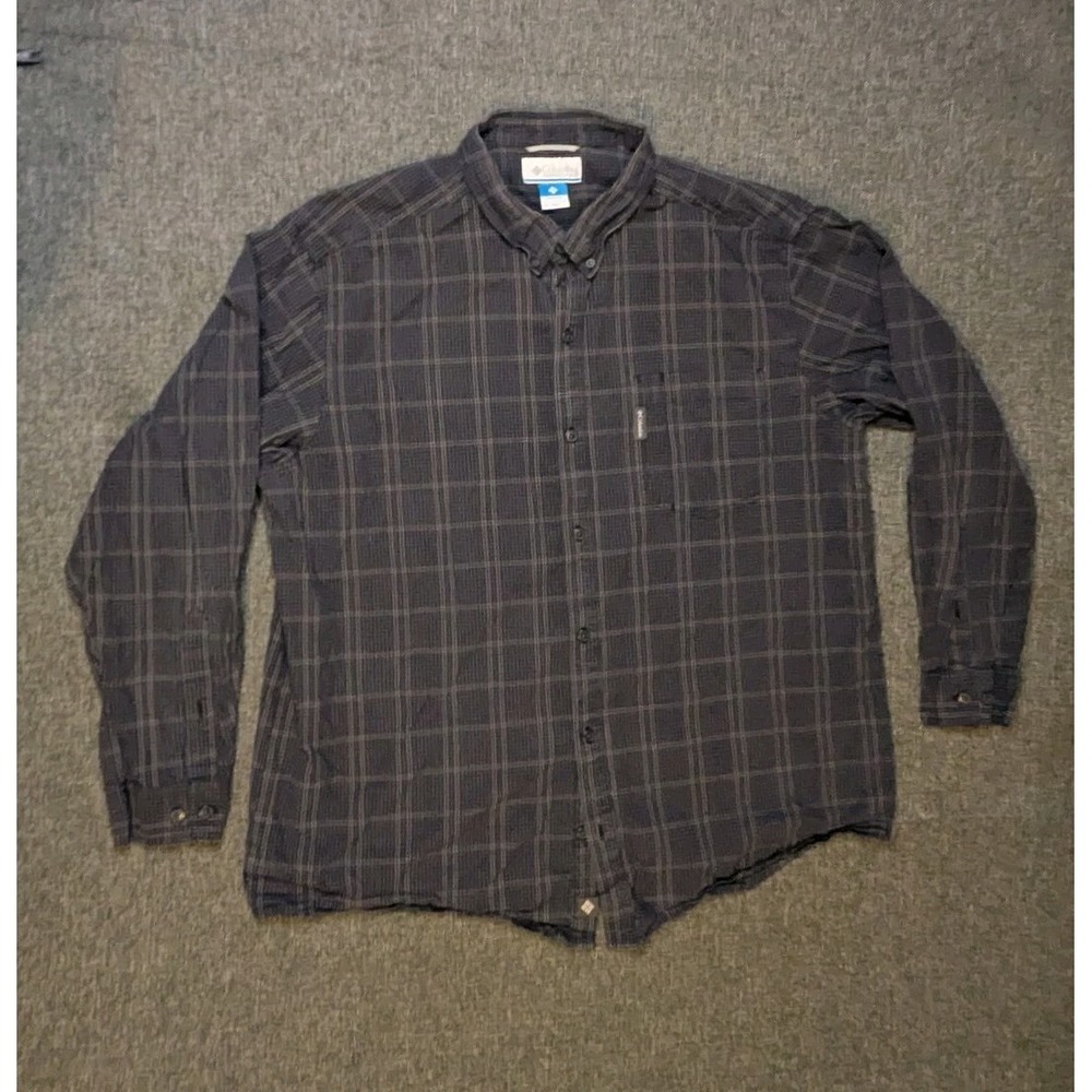 Columbia Plaid Long Sleeve Button Down Shirt Hiking Outdoor Striped Tee XXL